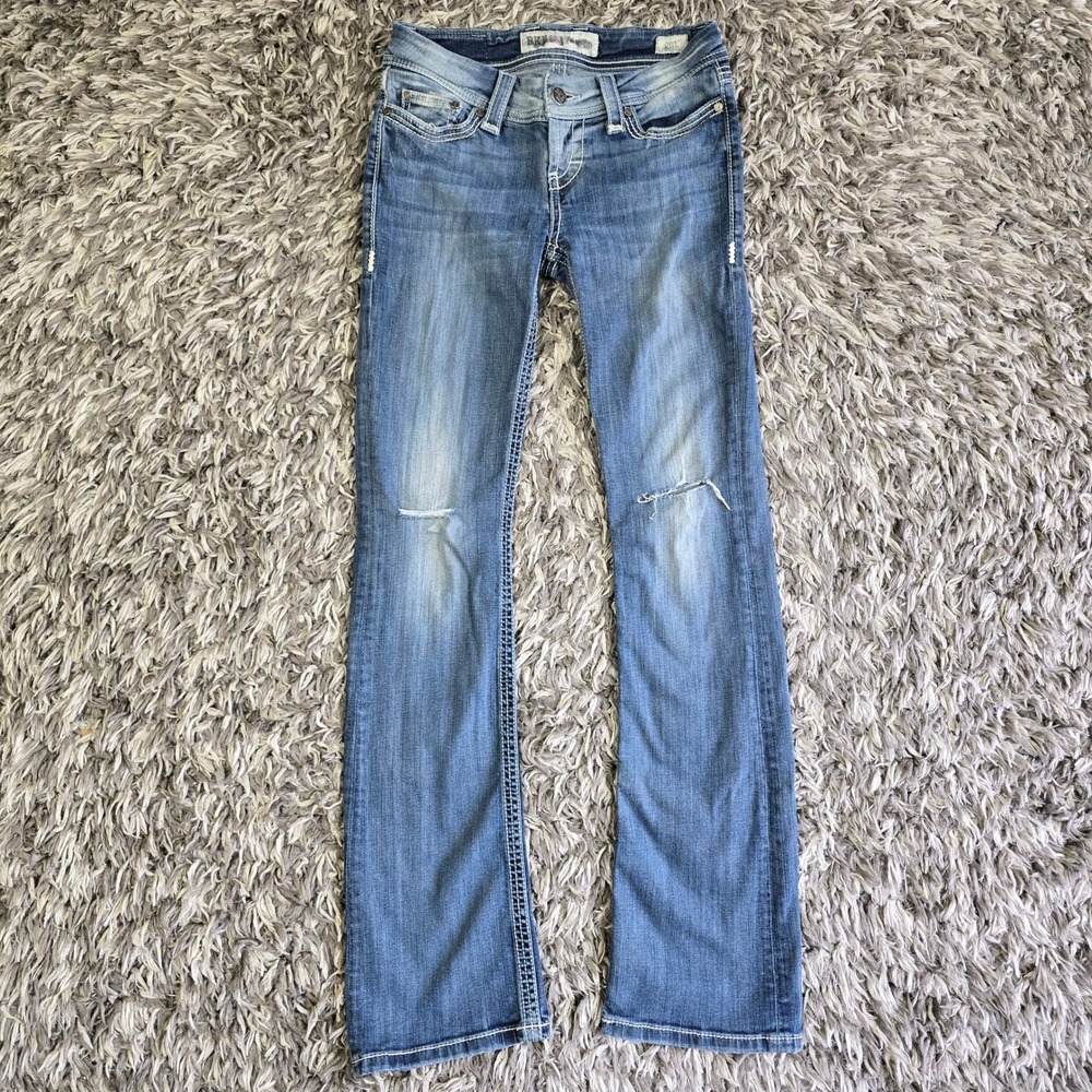 BKE Addison Bootcut Jeans 26L Medium Wash Distressed Low Rise Stretch Denim